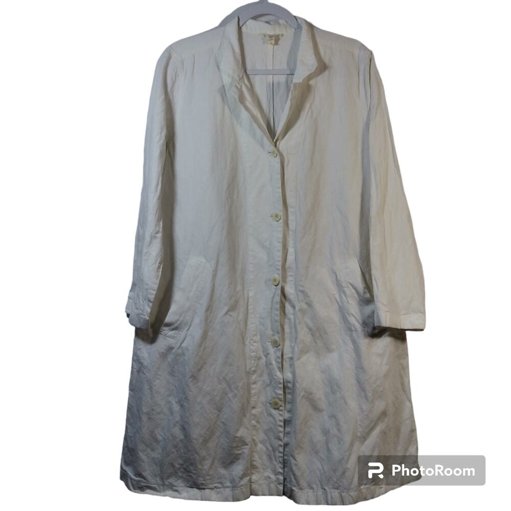 EILEEN FISHER Ivory Organic Cotton Steel Stand Collar Jacket Coat Size M